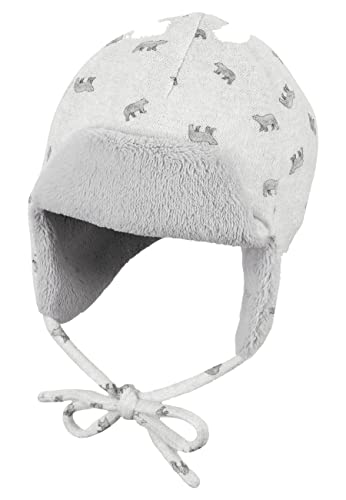 Sterntaler Baby - Jungen Mütze Baby Fliegermütze Eisbären, hellgrau, 51 von Sterntaler