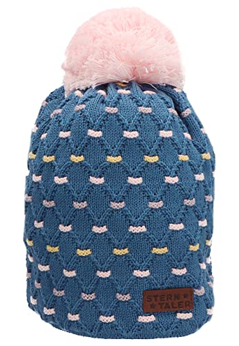 Sterntaler Baby Jungen Mütze Baby GOTS Bommelmütze Rauten Mütze - Mütze Baby, Kappe Kinder - gefüttert mit Baumwollfleece - mittelblau, 49 von Sterntaler