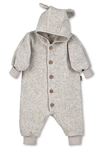 Sterntaler Baby Jungen Overall Baby Knöpfe Overall - Overall Baby - aus Merino Wolle mit Kapuze und Knopfleiste - hellgrau, 56 von Sterntaler