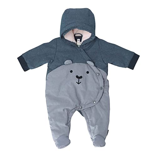 Sterntaler Baby Jungen Overall Baby Overall - Overall Baby, Baby Overall, Ganzkörperanzug Baby - mit Bär und Knopfleiste - blau, 56 von Sterntaler