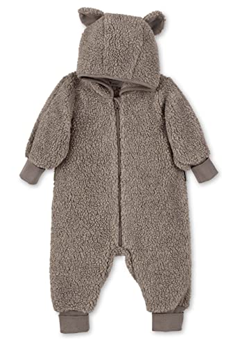 Sterntaler Baby Jungen Overall Baby Overall - Overall Baby, Baby Overall - aus Merino Wolle mit Kapuze und Knopfleiste - braun, 56 von Sterntaler