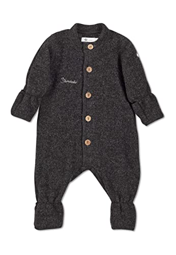 Sterntaler Baby Jungen Overall Baby Overall - Overall Baby - aus Merino Wolle mit Stickerei und Knopfleiste - anthrazit meliert, 74 von Sterntaler