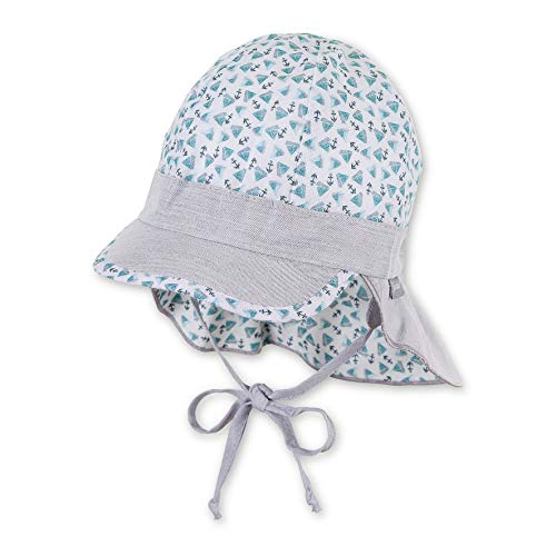 Sterntaler Baby-Jungen Schirmmütze Bindebändern, Nackenschutz und Muster mit Segelboot-und Anker-Motiven Mütze, Türkis (Türkis 435), (Herstellergröße: 45) von Sterntaler