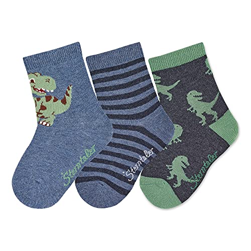 Sterntaler Baby-Jungen Söckchen 3er-Pack Dino Strumpfwaren, Tintenblau, 23-26 von Sterntaler