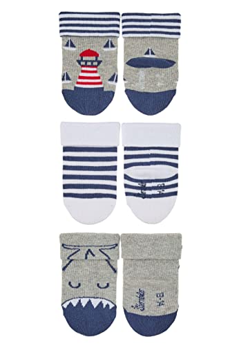 Sterntaler Baby-Jungen Söckchen 3er-Pack Leuchtturm Socken, hellgrau Mel, 14 von Sterntaler