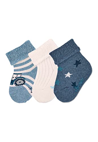 Sterntaler Baby Jungen Baby Socken Söckchen 3er-Pack Traktor Strümpfe - Socken Baby - mit Traktor Motiv, uni und Sterne - blau, 14 von Sterntaler