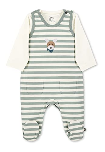 Sterntaler Baby Jungen Strampler GOTS Set Emmi - Strampler Baby, Babystrampler - aus gestreiftem Single Jersey - grün, 44 von Sterntaler