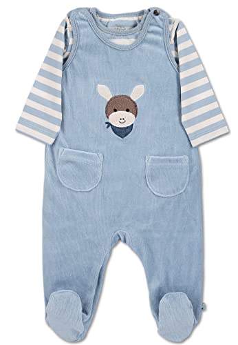 Sterntaler Baby Jungen Strampler GOTS Set Nicki Emmi Strampler - Strampler Baby - aus Nicki mit gestreiftem Jersey und Applikation - bleu, 50 von Sterntaler