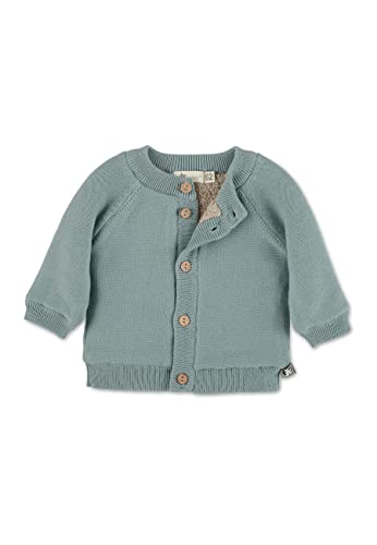 Sterntaler Baby Jungen Strickjacke Baby GOTS Strick Stern Jacke - Strickjacke Baby - Strickjacke mit Teddy Futter und Knopf - grün, 56 von Sterntaler