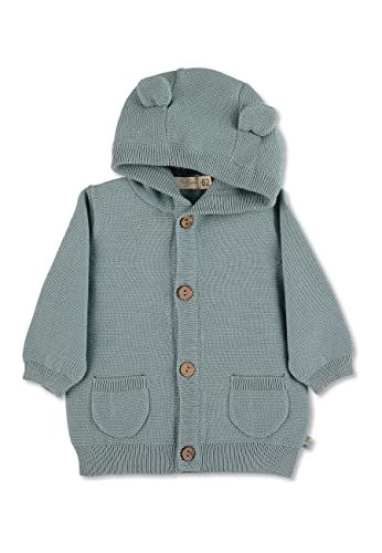 Sterntaler Baby Jungen Strickjacke Baby GOTS Strickjacke Emmi - Strickjacke Baby - Strickjacke mit Öhrchen und Knopfleiste - grün, 50 von Sterntaler