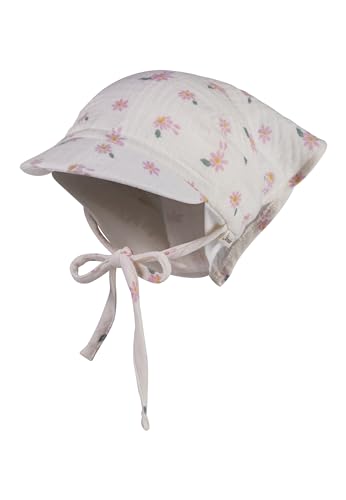 Sterntaler Baby Kopftuch Gänseblümchen mit Bindeband und Schirm für Mädchen - Sommermütze Baby - Kopftuch für Babys aus Baumwollmusselin - ecru, 49 von Sterntaler