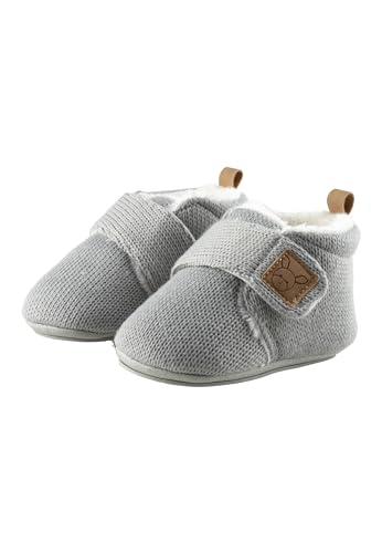 Sterntaler Baby Krabbelschuh aus Strick, Unisex - Baby Schuhe in Strickoptik mit aufgenähter und rutschfester Sohle - gefüttert mit weichem Teddyflausch und aus langlebigem Material, mittelgrau, 16 von Sterntaler