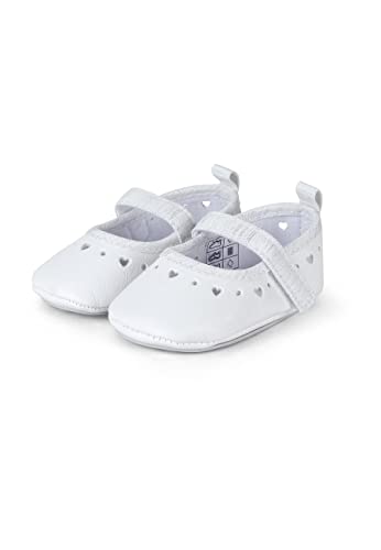 Sterntaler Baby Ballerinas Herz – Baby Schuhe aus Kunstleder mit Klettverschluss – Kleinkind Mädchen Schuh festlich mit Herzen-Tupfen-Bordüre und rutschfester Sohle – Größe 20, Farbe weiß von Sterntaler