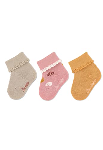 Sterntaler Baby Mädchen Baby Socken Baby-Socke 3er Pack uni mit Muscheln - Socken Baby - aus Baumwolle mit Vollplüsch (Sohle) - beige, 13-14 von Sterntaler