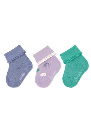 Sterntaler Baby Mädchen Baby Socken Baby-Socke 3er Pack uni mit Muscheln - Socken Baby - aus Baumwolle mit Vollplüsch (Sohle) - flieder, 18 von Sterntaler