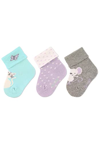 Sterntaler Baby Mädchen Baby Socken Baby-Söckchen 3er Pack Katze - Socken Baby, Babysöckchen, Babysocken - aus Baumwolle - hellgrün, 16 von Sterntaler