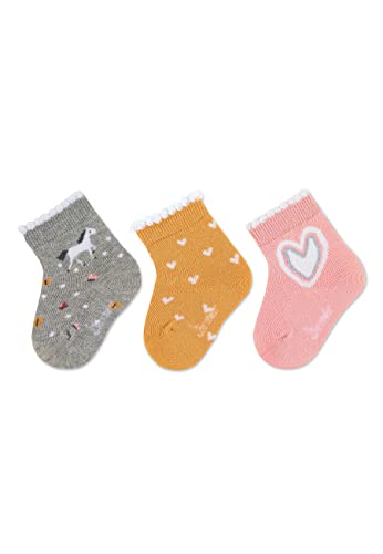 Sterntaler Baby Mädchen Baby Socken Baby-Söckchen 3er Pack Pferd - Socken Baby, Babysöckchen, Babysocken - aus Baumwolle - hellgrau, 16 von Sterntaler