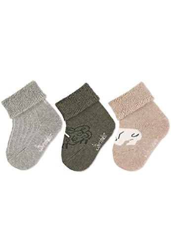 Sterntaler Baby - Mädchen Baby Socken Baby-socke 3er Pack Schaf und Bär, Hellgrau Meliert, 14 von Sterntaler