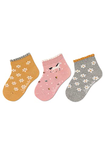 Sterntaler Baby Mädchen Baby Socken Kurz-Söckchen 3er Pack Blumen - Socken Baby, Babysöckchen, Babysocken - aus Baumwolle - gelb, 18 von Sterntaler