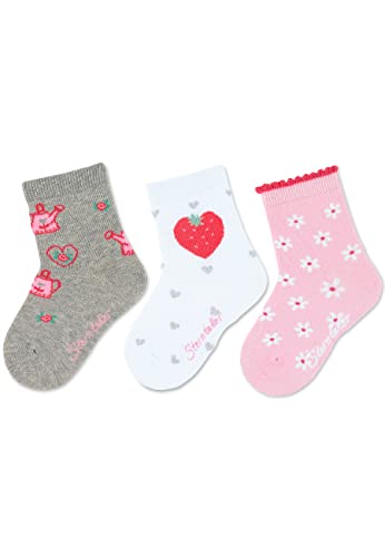 Sterntaler Baby Mädchen Baby Socken Söckchen 3er Pack Gießkanne - Socken Baby, Babysöckchen, Babysocken - aus Baumwolle - hellgrau, 18 von Sterntaler