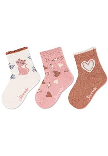 Sterntaler Baby Mädchen Baby Socken Söckchen 3er Pack Katze - Socken Baby, Babysöckchen, Babysocken - aus Baumwolle - beige, 22 von Sterntaler