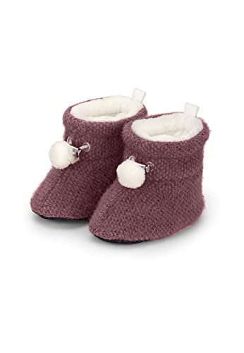 Sterntaler Baby Mädchen Hausschuhe Baby Bommel Babyschuh - Hausschuhhe Baby - Mid-Top Babyschuh mit Gummi Sohle rutschfest - brombeer, 20 von Sterntaler