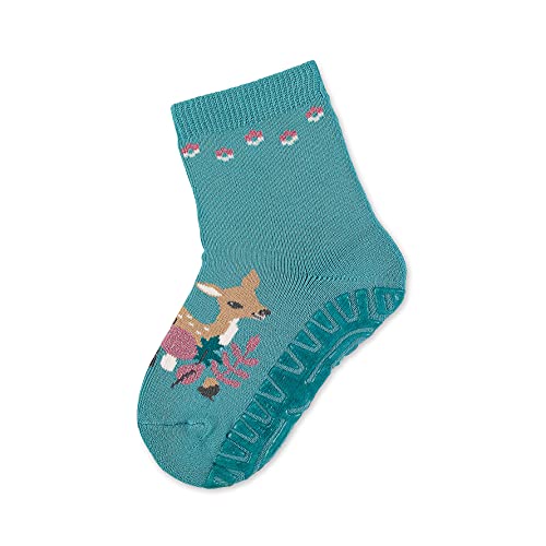 Sterntaler Baby-Mädchen FLI Soft Rehkitz Hausschuh-Socken, Dunkeltürkis, 17/18 von Sterntaler