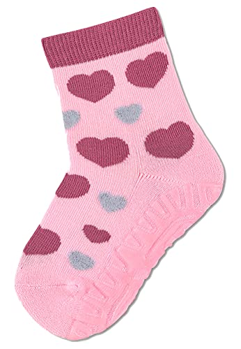 Sterntaler Baby Mädchen Fliesen Socken Baby FLI AIR Herzen Strümpfe - Fliesen Rutsch Socken Baby - mit Herzen Motiv und Vollplüsch - rosa, 26 von Sterntaler