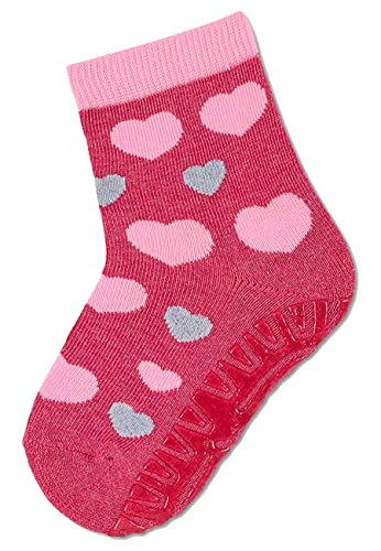 Sterntaler Baby Mädchen Fliesen Socken Baby FLI AIR Herzen Strümpfe meliert - Fliesen Rutsch Socken Baby - mit Herzen Motiv und Vollplüsch - pink, 18 von Sterntaler