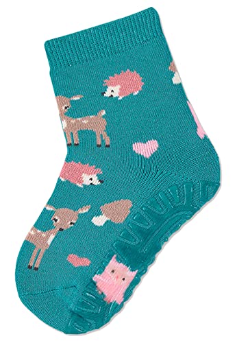 Sterntaler Baby Mädchen Fliesen Socken Baby FLI Soft Waldtiere Strümpfe - Fliesen Rutsch Socken - mit Tier-Motiv und Vollplüsch - dunkeltürkies, 18 von Sterntaler