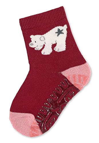 Sterntaler Baby - Mädchen Fliesen Socken Baby Fli Fli Air Eisbär Elia, Dunkelrot, 18 von Sterntaler