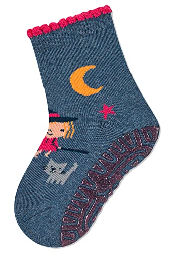 Sterntaler Baby Mädchen Fliesen Socken Baby Glitzer-Flitzer AIR Hexe Strümpfe meliert - Fliesen Rutsch Socken Baby mit Vollplüsch - tintenblau, 18 von Sterntaler