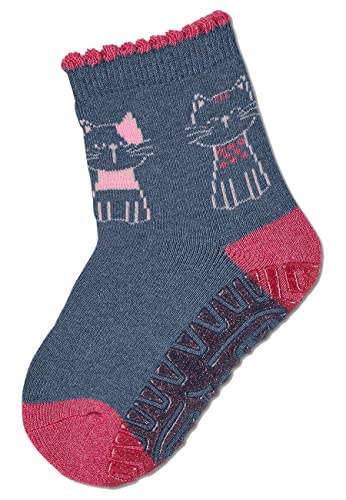 Sterntaler Baby Mädchen Fliesen Socken Baby Glitzer-Flitzer Soft Katzen Strümpfe meliert - Fliesen Rutsch Socken - mit Vollplüsch - tintenblau, 20 von Sterntaler