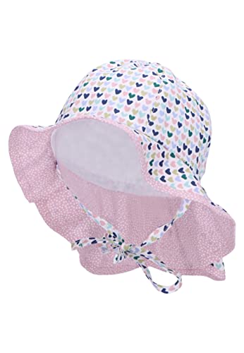Sterntaler Baby Mädchen Hut Baby Sonnenhut Herzen - Baby Hut, Kopfbedeckung Baby Sommer, Sommerhut Baby - aus Baumwolle - braun, 45 von Sterntaler