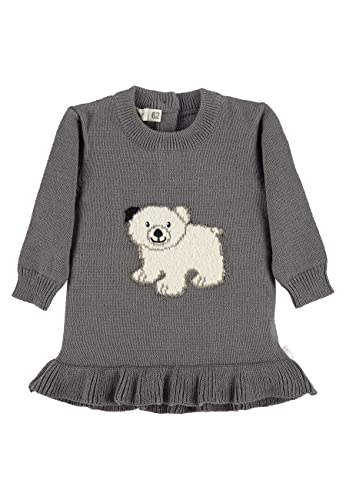 Sterntaler Baby - Mädchen Kleid Baby Strick Strickkleid Eisbär Elia, Rauchgrau, 56 von Sterntaler