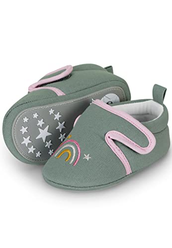 Sterntaler Baby Mädchen Krabbelschuhe Baby Babykrabbelschuh Wolke - Krabbelschuhe Baby - mit rutschfester Sternensohle - grün, 19-20 EU von Sterntaler