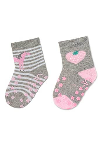 Sterntaler Baby Mädchen Krabbelsocken ABS-Krabbelsöckchen Doppelpack Pferd - Krabbelsocken - mit Gummisohle - hellgrau, 18 von Sterntaler