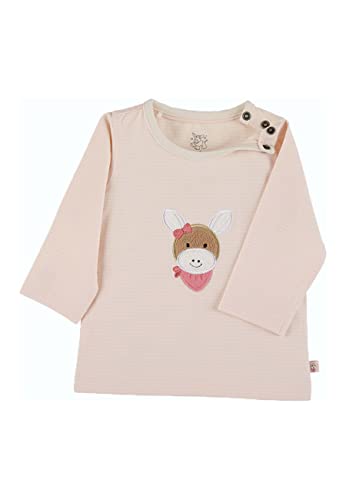 Sterntaler Baby Mädchen Langarmshirt Baby GOTS Langarm-Shirt gestreift - Baby Shirt Langarm - mit Esel Stickerei und Knopf - rosa, 50 von Sterntaler