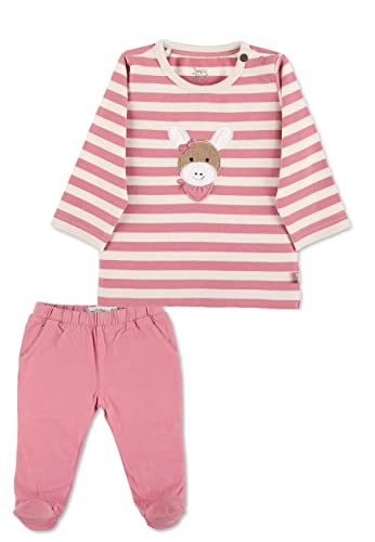 Sterntaler Baby Mädchen Langarmshirt Baby GOTS Set Langarm-Shirt und Hose - Baby Shirt Langarm - geringeltes Shirt mit 3D Applikation - rosa, 68 von Sterntaler