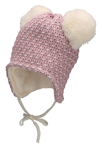 Sterntaler Baby Mädchen Mütze Baby Bommelmütze Struktur Mütze - Mütze Baby - aus Strick mit Ohrenklappen und Bindeband - beige, 41 von Sterntaler