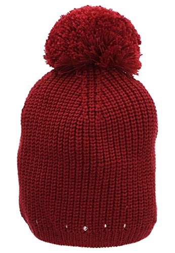 Sterntaler Baby Mädchen Bommelmütze Mit Ziernieten - Kappe Für Kinder, Gefüttert Mit Baumwollfleece - Dunkelrot, 55 von Sterntaler