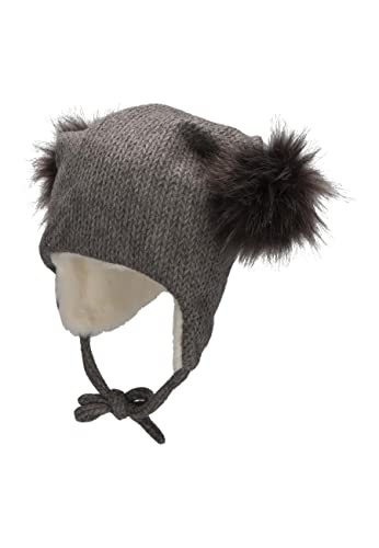 Sterntaler Baby Mädchen Mütze Inka Mit Bommeln - Kappe Mit Ohrenklappen Und Bindeband - Dunkelgrau, 51 von Sterntaler