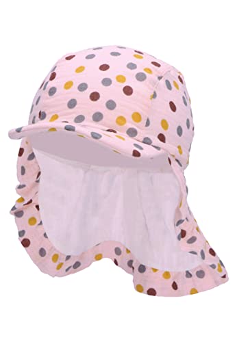 Sterntaler Baby Mädchen Schirmmütze Baby Schirmmütze Nackenschutz Punkte - Schirmmütze Baby, Baby Mützen - aus Baumwolle - rosa, 45 von Sterntaler