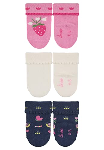 Sterntaler Baby-Mädchen Söckchen 3er-Pack Erdbeer Socken, rosa, 13-14 von Sterntaler