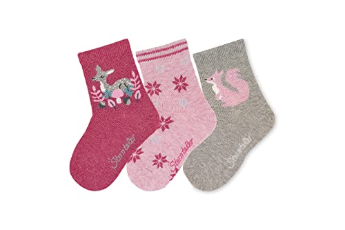 Sterntaler Baby-Mädchen Söckchen 3er-Pack Rehkitz Strumpfwaren, Magenta Mel, 18 von Sterntaler