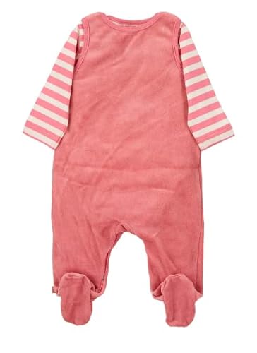 Sterntaler Baby Mädchen Strampler GOTS Set Nicki Emmi Strampler - Strampler Baby - aus Nicki mit gestreiftem Jersey und Esel Applikation - rosa, 56 von Sterntaler