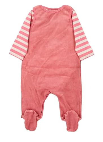 Sterntaler Baby Mädchen Strampler GOTS Set Nicki Emmi Strampler - Strampler Baby - aus Nicki mit gestreiftem Jersey und Esel Applikation - rosa, 62 von Sterntaler