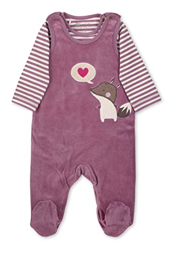 Sterntaler Baby Mädchen Strampler Set Nicki Strampler - Strampler Baby - aus Nicki mit geringeltem Jersey mit Eichhörnchen - brombeer, 50 von Sterntaler