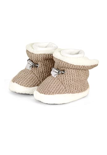 Sterntaler Baby Mädchen Hausschuhe Baby Strickoptik Babyschuh - Hausschuhhe Baby - Mid-Top Babyschuh mit Gummi Sohle rutschfest - beige, 21/22 EU von Sterntaler