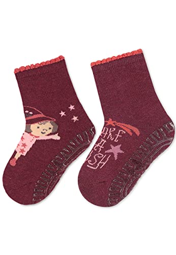 Sterntaler Baby - Mädchen Fliesen Socken Baby Glitzer-flitzer Air Doppelpack Hexe, Dunkelrot, 28 von Sterntaler